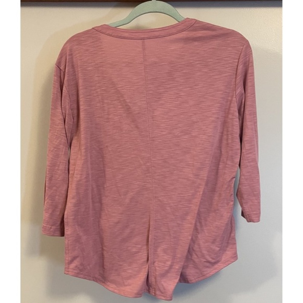 LL Bean Shirt Womens Medium Petite Regular Streamside Tee 3/4 Sleeve Rose Pink - Picture 5 of 5